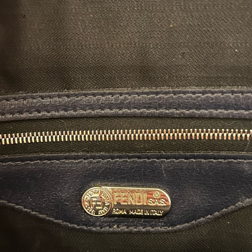💎 Rare Fendi Navy Blue & Silver Alma bag w/ working silver lock & key - Picture 7 of 16